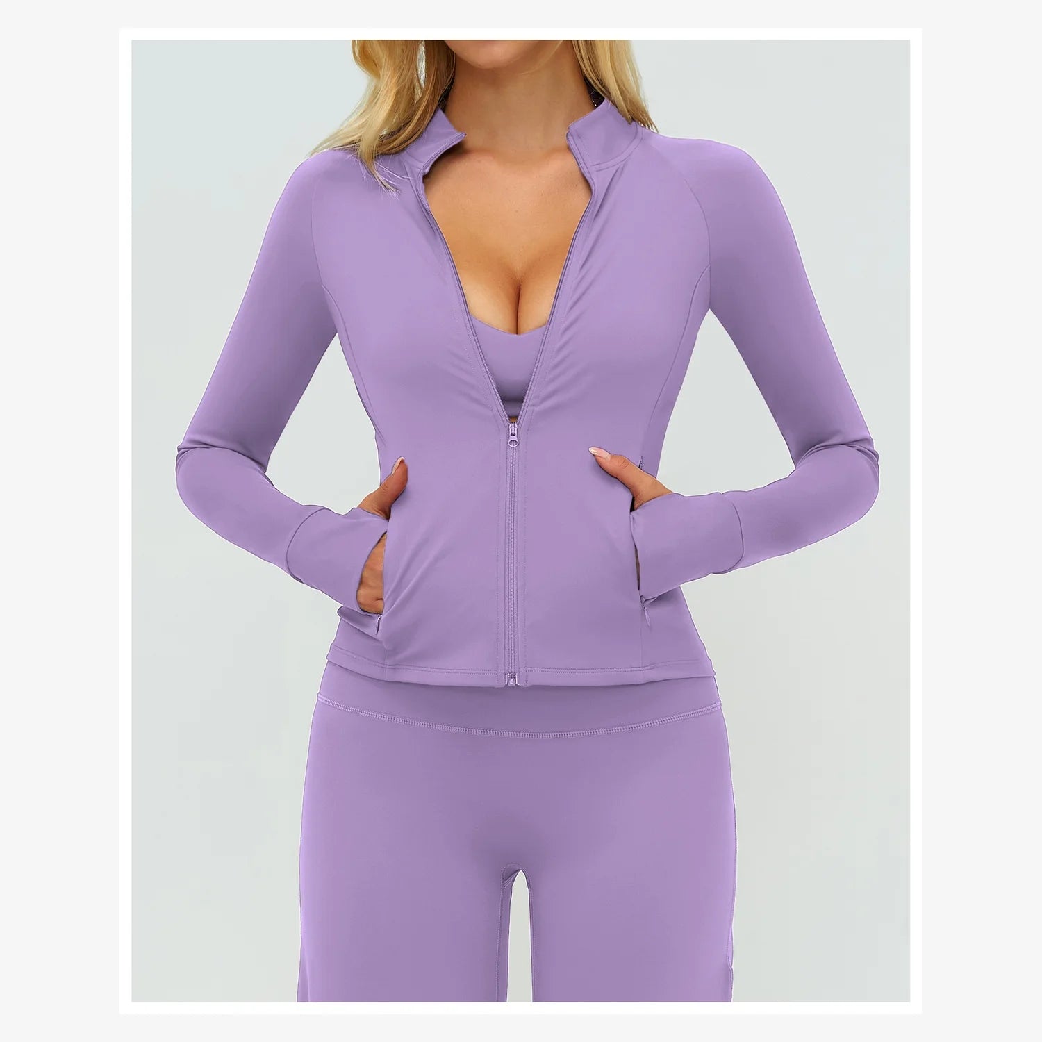 Quick-drying Fitness Yoga Set Zipper Casual Set Women's Outdoor Cycling and Running Sports Set Custom LOGO