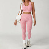 Leopard Fashion Thick With Pad Cross Back Winter Yoga Set Female High Waist Scrunch Butt Outdoor Suit Lady Running Clothes