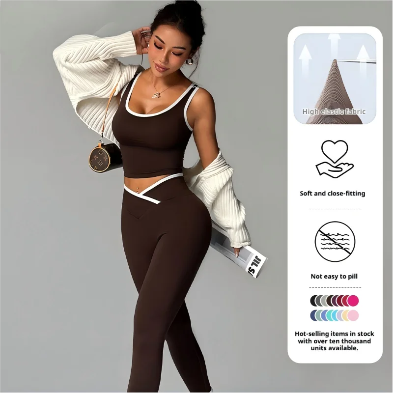 Quick Dry Seamless Nylon Spandex Women Yoga 2-Piece Set Custom High Waist for Butt Lift Sports Bra Leggings Gym Workout