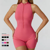 Women's Sexy V Back Waist Peach Hip Short Bodysuits Quick Drying Breathable High Quality Yoga Jumpsuits Skin Friendly