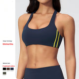 Custom Logo High Support Sports Bra Racerback Yoga Bra Anti-Shock V-neck Breathable Gym Bra with Removable Pads