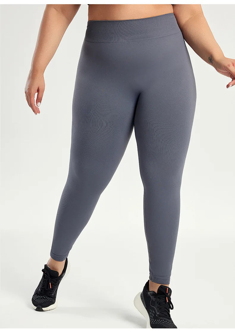 Plus Size Lightweight Yoga Leggings Hip Lift Brushed High Waist Sports Gym Fitness Pants with Print LOGO