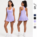 Wholesale Custom Logo Half Zipper Square Neck Racer Back short sleeve shirt tshirt women One Piece Tennis
