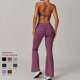Women's Gathered Foldover Waist Flared Yoga Pants Y2K Soft Ruched Fold Over Waistband Bootcut Gym Leggings Sports Pants