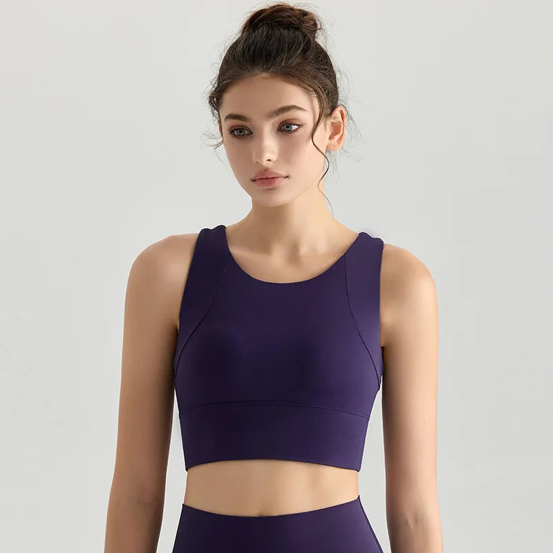 OEM Custom Logo Racerback Sports Bra Women High Support Seamless Gym Crop Tank Top Workout Activewear Vest