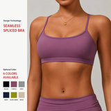 Sports Bra Women Criss Cross Back Yoga Bra Padded Sexy U Neck Strappy Workout Gym Crop Top Custom Logo Bralette