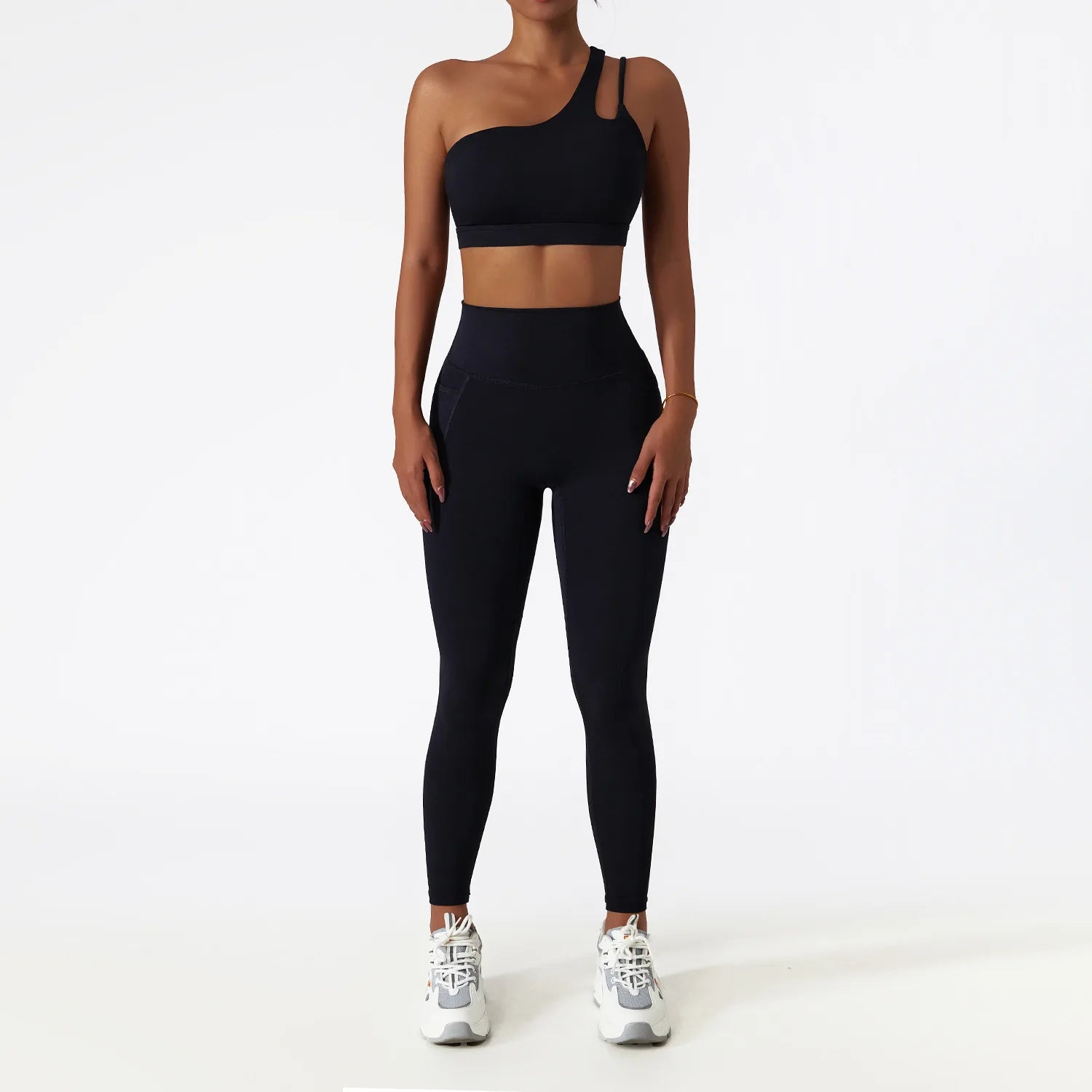Tummy Control Workout Outfit Wholesale Women's Breathable Cloud Fabric Yoga Set Cutout Sports Bra High Waist Leggings